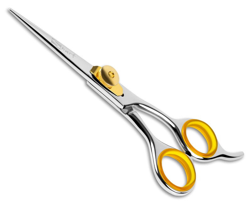 SHARF Professional 5.75â€ Straight Barber Scissors: Sharp 440c Japanese Stainless Steel Hair Cutting Shears For Men & Women| Gold Touch Series Trimming Scissors w/Easy Grip Handles - Image 1